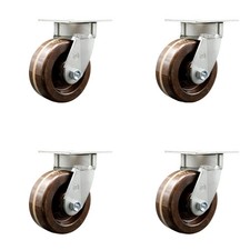 5 Inch KP High Temp Glass Filled Nylon Swivel Caster Set with Bronze Bearing SCC