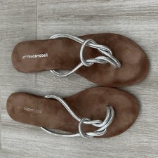 Jeffrey Campbell Malia Leather Knot Sandals Flip Flops Burnished Silver US 8 /39