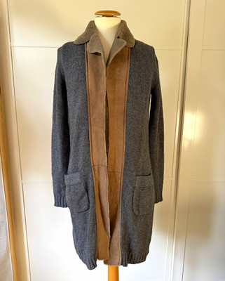 NC Nice Connection - dicker Strickmantel  mit Lammfell/ Cashmere Gr. 38