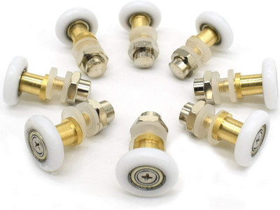 Set mit 8 Rollen für Duschkabinentür, 25 mm Durchmesser, Nylon-Rad und Kupfer, G
