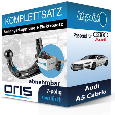 Für Audi A5 Cabrio 09- ORIS Anhängerkupplung abnehmbar + 7polig E-Satz neu