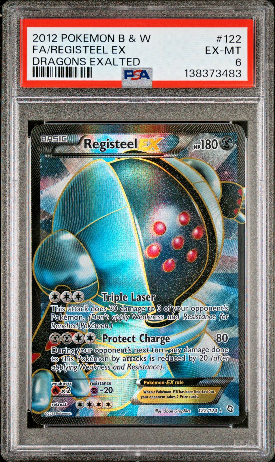 PSA 6 2012 Pokemon Black White Dragons Exalted Full Art Registeel EX 122/124