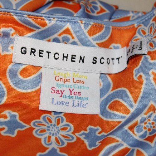 Gretchen Scott Tunic Top Size Small – Piazza Pattern Orange & Blue Geometric - Picture 10 of 11