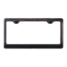 Au-TOMOTIVE GOLD Black Carbon Fiber Wide Bottom License Plate Frame