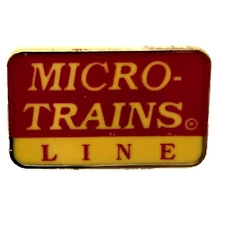 3/4" Railroad Pin Micro Trains Line Pinback Hobby Trains Red / Yellow Lapel Pin