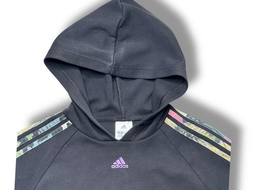 Sudadera con capucha corta Adidas para mujer negra XS multicolor a rayas excelente - Imagen 2 de 11
