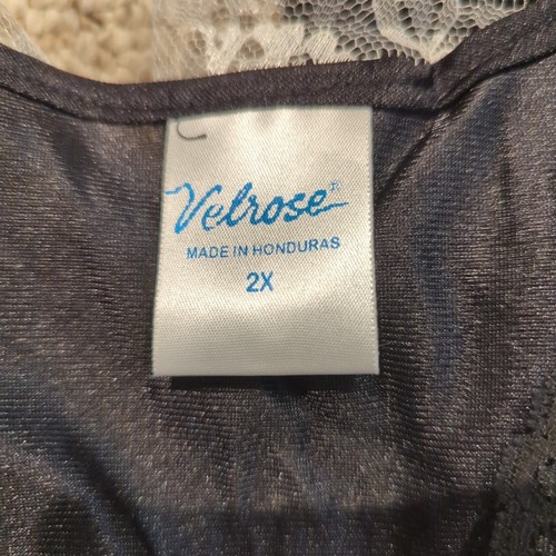Velrose Spitze Satin Trägertop Damen 2X schwarz weiß kokett romantisch Blumen - Bild 5 von 9