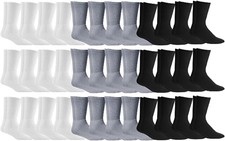 Yacht  Smith Mens  Womens Wholesale Bulk Sports Crew Socks 36 Pairs Assorted 