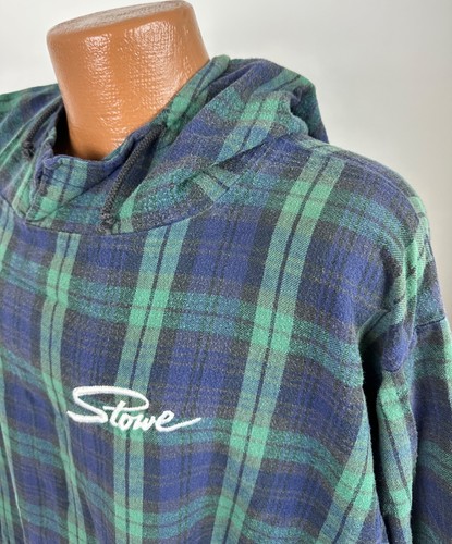 Vermont Flannel Co Hooded Flannel Pullover One Size Tartan Plaid Stowe Vintage - Picture 8 of 17