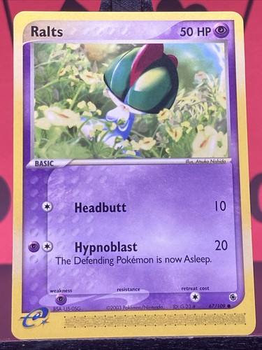 Ralts 67/109 Ruby and Sapphire Pokemon TCG Regular Common 2003 NM - Picture 3 of 6