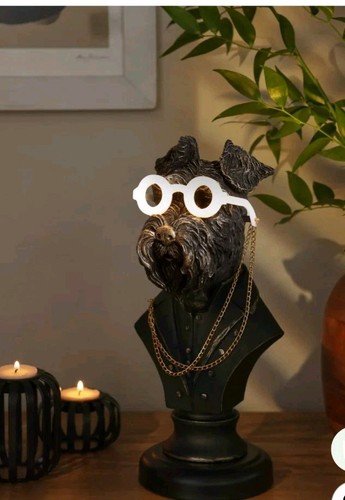 Próximo adorno de busto de perro Wilson Schnauzer de bronce destacado ligero peculiar regalo