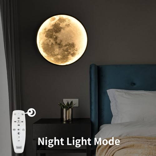 QIYIMEILUX Dimmable Moon Wall Sconce Plug in Modern LED Wall Light with Remot... - Picture 3 of 6