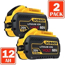 2PCS 20V/60V MAX 12.0AH DCB609-2 FLEXVOLT Lithium Ion Battery For DEWALT DCB612