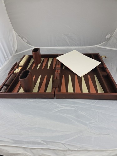 Vintage CARDINAL BACKGAMMON GAME Faux Leather Travel Case, 15" X 20" Very Nice. - Picture 14 of 16