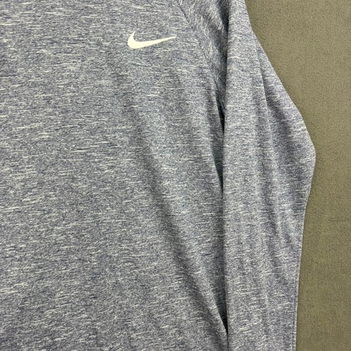 Nike Swim Dri-FIT Hoodie Men's Long Sleeve UPF 40+ Blue Heathered Athletic Top - Picture 12 of 15