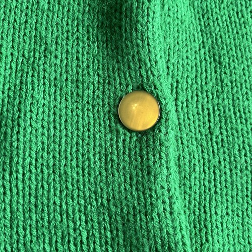 VTG 60s Hand Loomed Knit Cardigan Sweater Peter Pan Collar Green Women M MCM Mod - Picture 4 of 7