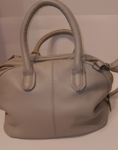 Aimee Kestenberg Gray Leather Satchel Bag Purse - Picture 2 of 9
