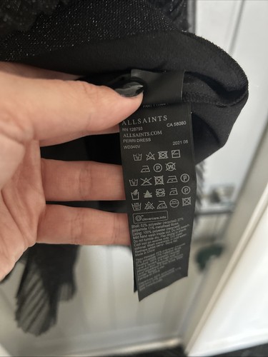 AllSaints Black Pleated Tulle Perri Dress Metallic, Size 12 - Picture 4 of 5