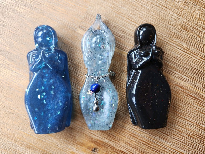 Brigid's Grove Cloaked Priestess Goddess Statue Figures Set of 3