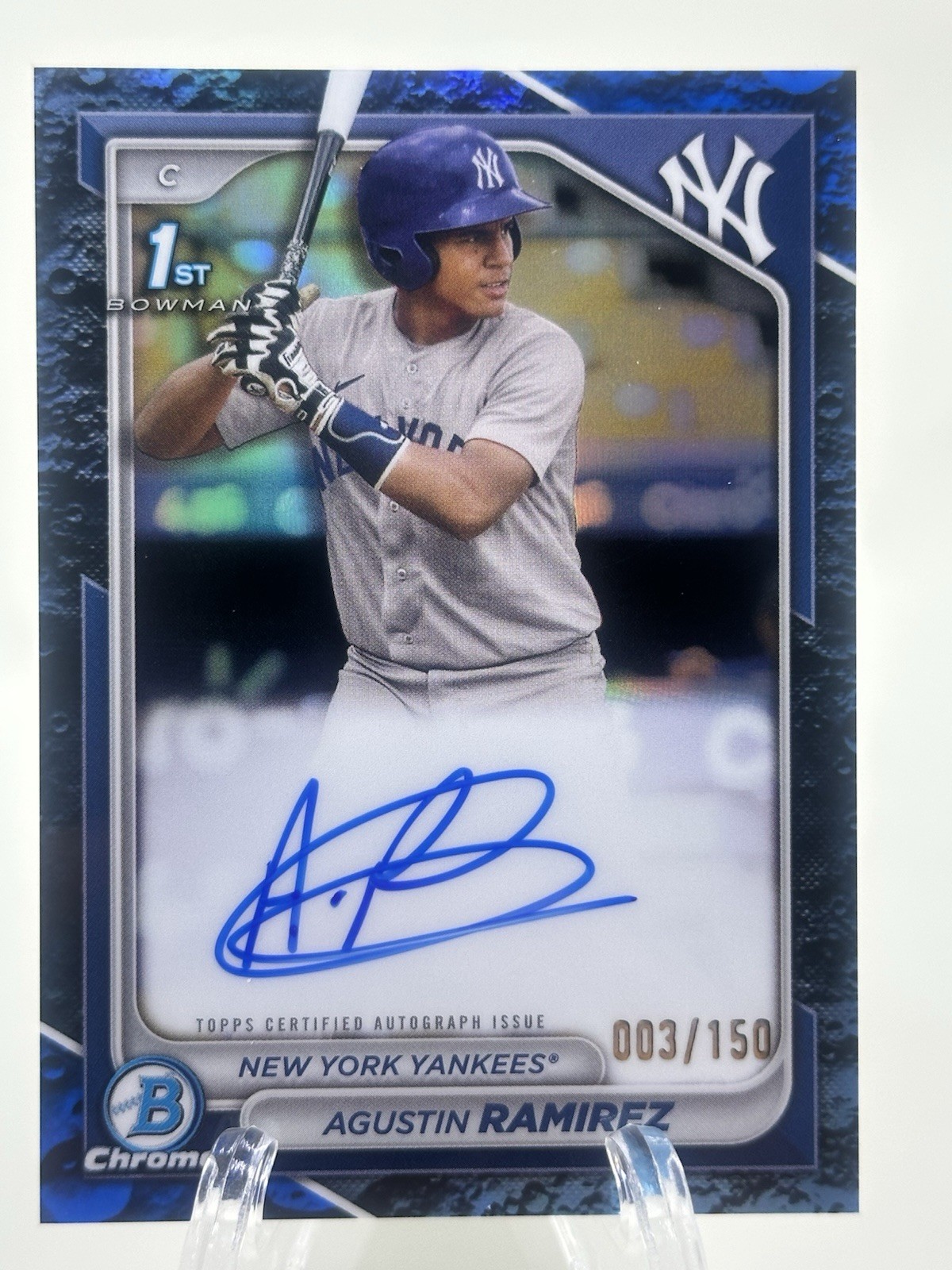 2024 Bowman Chrome Prospect 1st Auto Agustin Ramirez Blue Lunar Crater /150