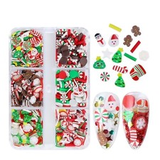 6 Grids Christmas Nail Art Slices Snowflake Santa Claus Christmas Tree Candy