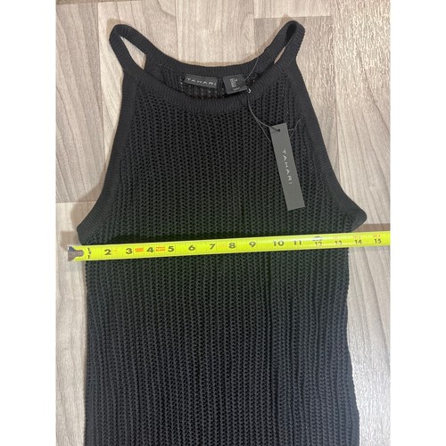 Tahari Black Crochet Dress Swim Cover-up Large NWT Sleeveless Midi Overlay - Picture 2 of 5