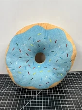 Embroidered Sprinkles 12in Donut Pillow Plush Cotton Velvet Soft Round HomeDecor