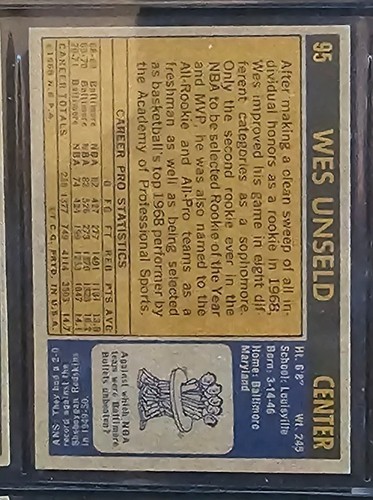Topps 1971 - Wes Unseld #95 - Imagen 2 de 2