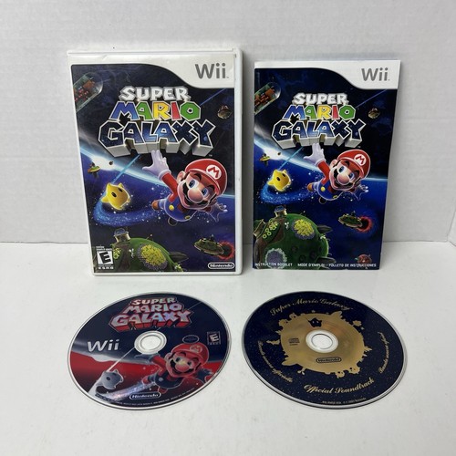 Super Mario Galaxy Nintendo Wii Videospiel mit Handbuch und Soundtrack CD