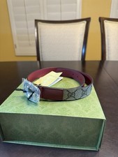 New Authentic Gucci GG Logo Leather Belt Size L Youth Waist 24 - 27 7