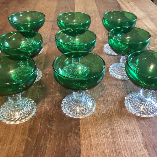 Lot Of 15 Anchor Hocking Forest Green Bubble Burwick Depression Glasses. - Picture 2 of 6