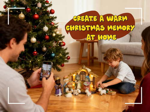 Krippe für Kinder mit LED-Beleuchtung - 12-teilig Kleinkindspielzeug mit kleiner Figur - Bild 3 von 12