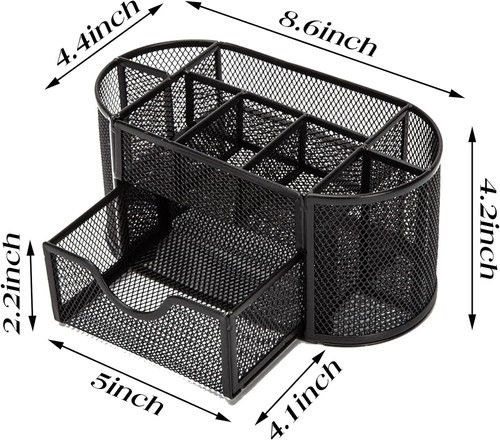 Mesh Pen Holder, Desk Organizer for Pencil Holder with 8 Black - Picture 2 of 7