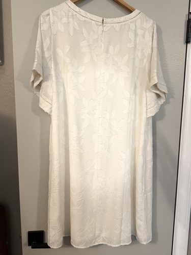Ann Taylor sz XL Shift Dress cream floral print lined short sleeves - Picture 9 of 10