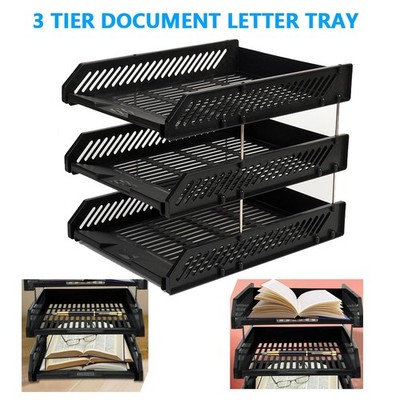 sayeec clearance desktop 3 tier file letter tray... 3 Tier Stackable Desk Black A4 Letter Tray Filing Document Organiser ...