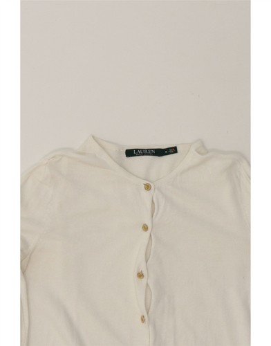 RALPH LAUREN Womens Cardigan Sweater UK 12 Medium White Cotton BB08 - Picture 3 of 3