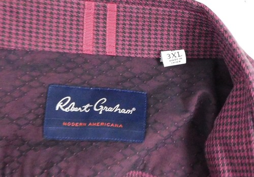 Robert Graham Burgundy Black Houndstooth Button Down Shirt 3XL - Picture 5 of 5