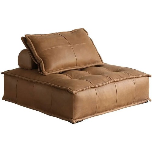 Italian Modern Leather Square Sofa Chair with Cushion Color Can be Customised - Picture 5 of 8