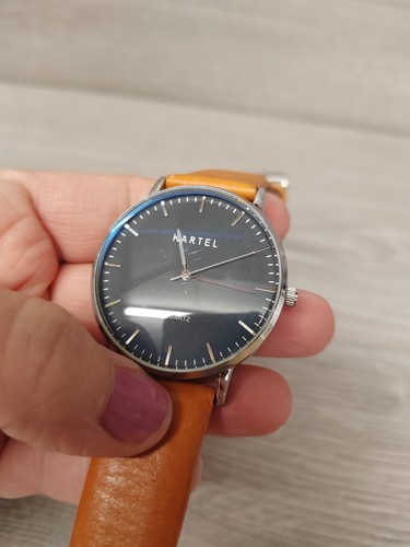 Kartel Uhr - schwarzes Zifferblatt - silbernes Gehäuse - Lederarmband - Bild 4 von 15