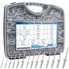 smseace 900Pcs Pop Rivets Assortment Kit Packed in Handheld Box 14-Sizes (3/32