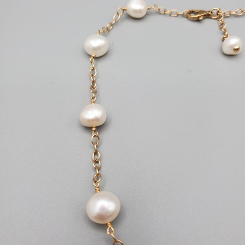"Collar estación perlas cadena oro amarillo 14k The Golden Bear 17,5"" precio de venta sugerido por el fabricante 1495 USD" - Imagen 6 de 11