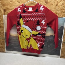 Child Size Large Pokemon Pikachu Christmas/Winter Ugly Sweater Red Yellow