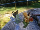 Vintage Plastic Grape Bunch Lot of 2 Decorative Amber to Green & Clear