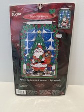 New Vtg 2002 Bucilla Christmas Jewel Wall Hanging 84685 Santa Felt 16 x 25"