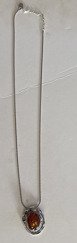 Vintage Designer Israel Prodesso Sterling silver Modernist Amber Necklace 26” - Bild 2 von 13