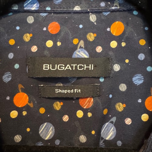 Bugatchi Button Down Shirt Outer Space Planet Print Long Sleeve Dress Shirt M - Picture 4 of 10
