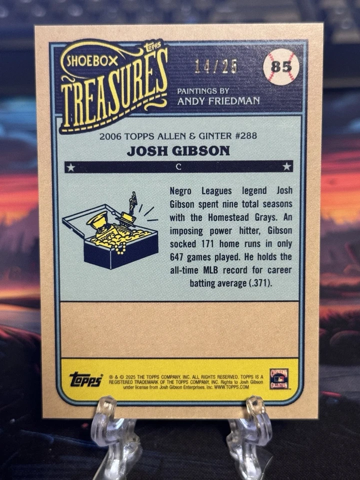 JOSH GIBSON  2025 Topps Shoebox Treasures RAINBOW FOIL PARALLEL  14/25 - Image 3 of 3