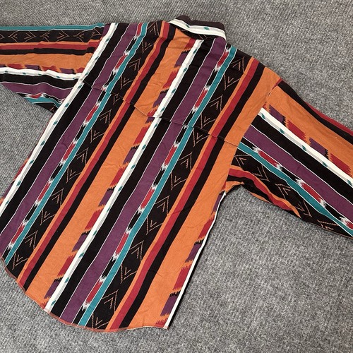 Vintage 90s Panhandle Slim Western Shirt Sz M/L Rodeo Orange Teal Rare - Picture 10 of 11