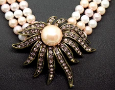 HEIDI DAUS Sublime Star Pink Crystal Multicolor Faux Pearl Necklace 3-strand