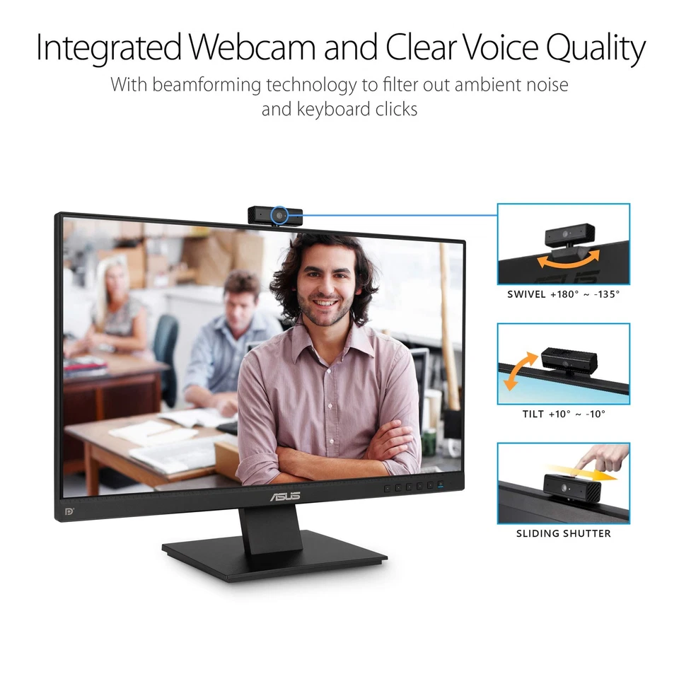 ASUS BE24EQK 23.8 Inch Full HD Monitor with Webcam Speakers and Eye Care Tech - Image 3 of 4